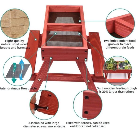 Chicken Picnic Table Red - Picture 4 of 8